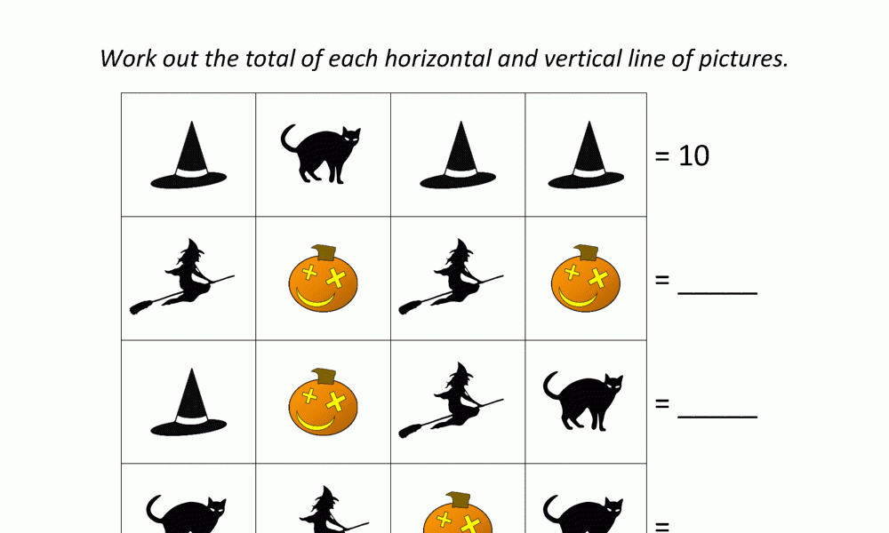 First Grade Math Worksheets Halloween