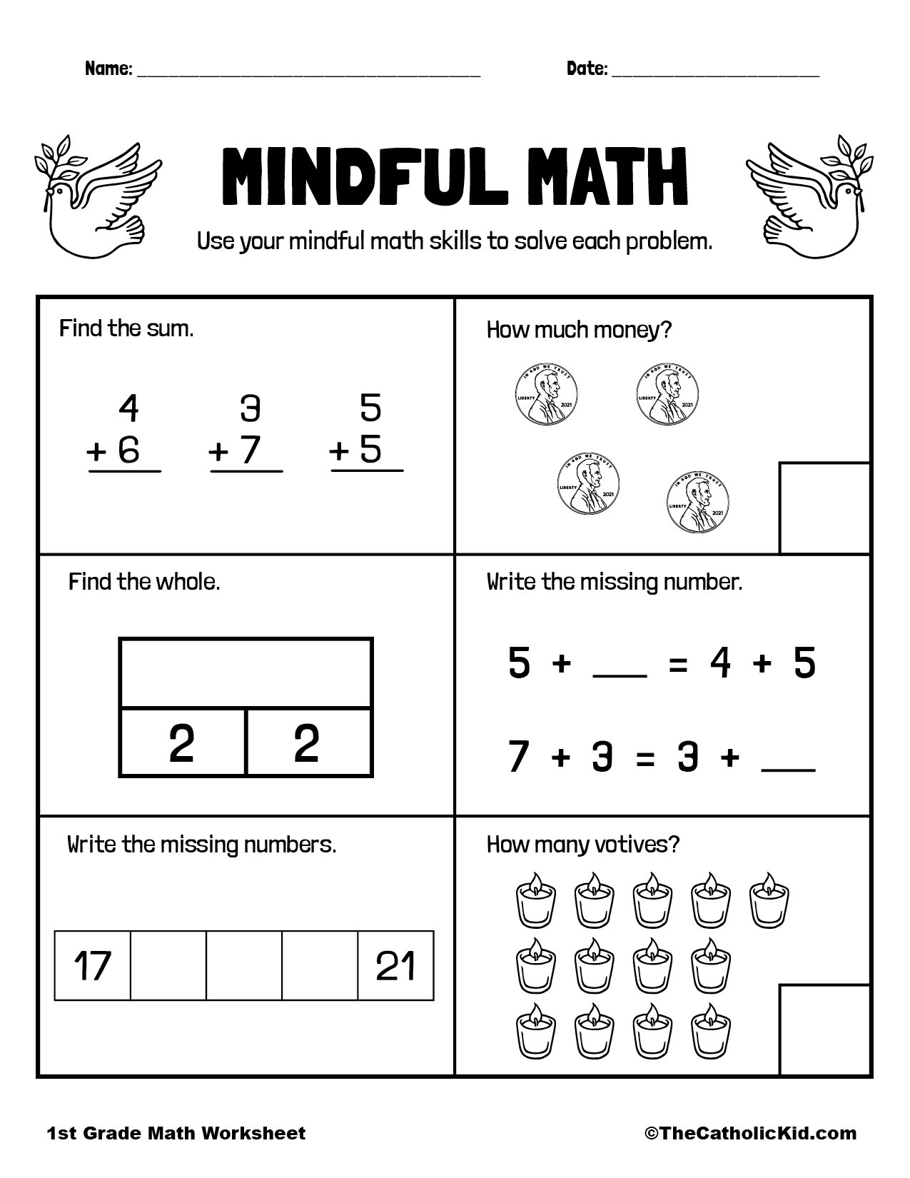 Free Printable First Grade Fraction Worksheets