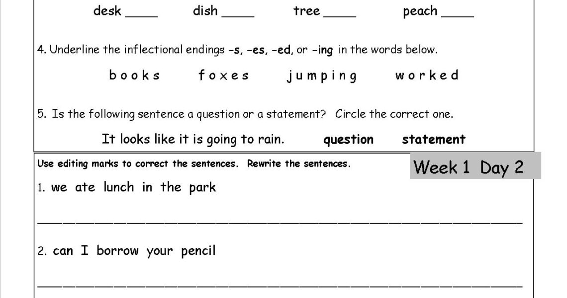 Free 2nd Grade Daily Language Worksheets