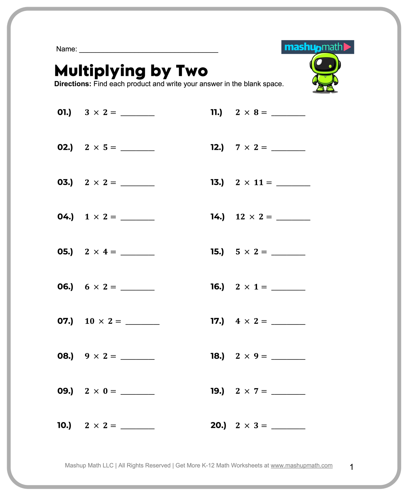 2nd Grade Multiplication Worksheets Free Printable