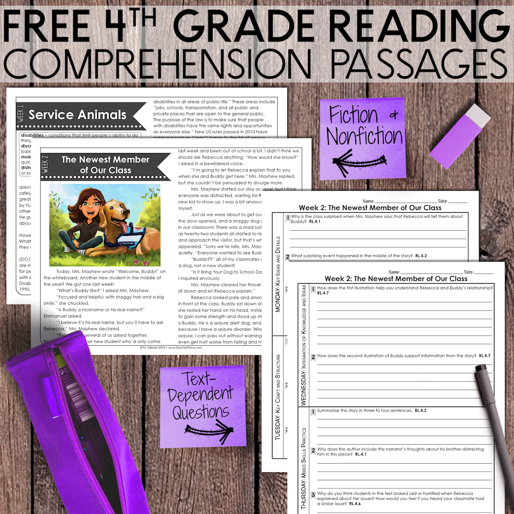 FREE 4th Grade Reading Passages Teacher Thrive FREE 4th Grade Reading Passages Teacher Thrive