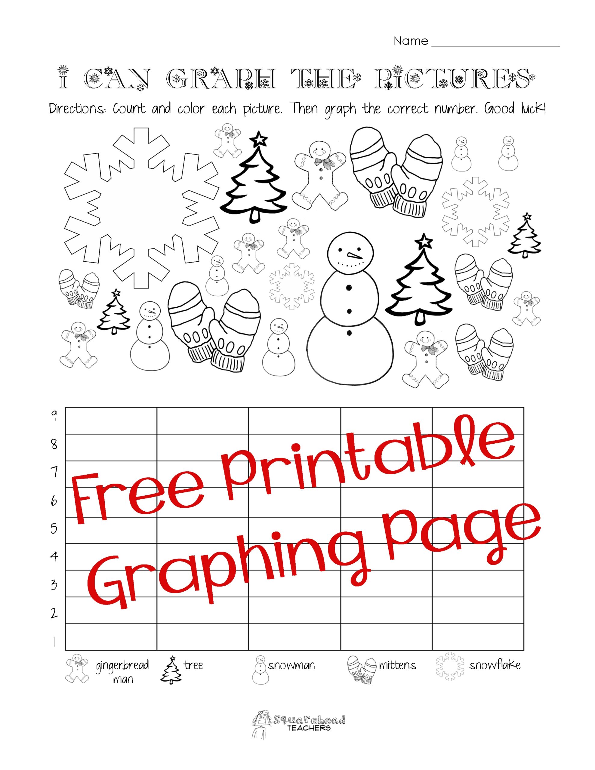 Free Christmas Winter Graphing Worksheet Kindergarten First Grade Squarehead Teachers Free Christmas Winter Graphing Worksheet Kindergarten First Grade Squarehead Teachers