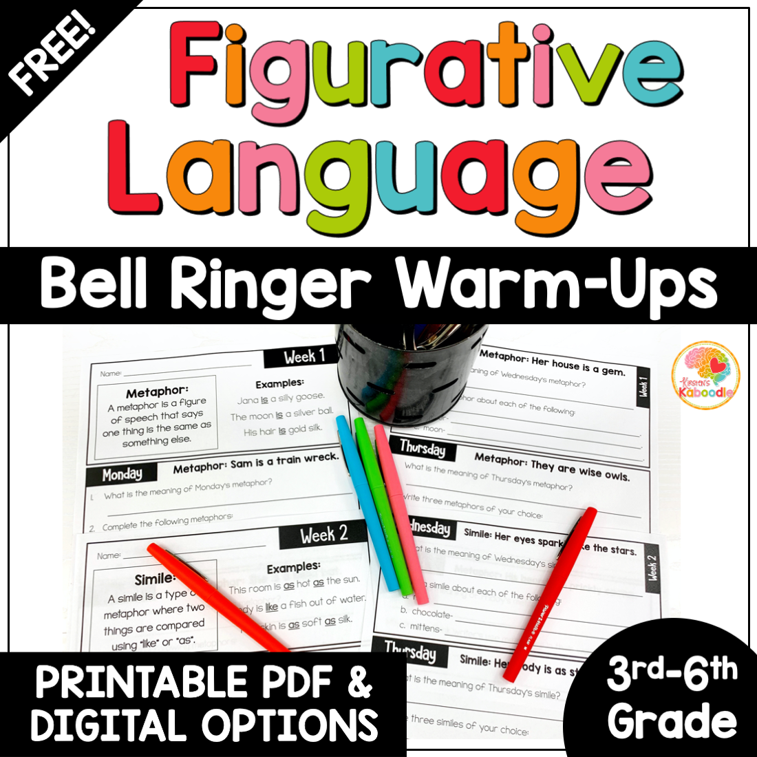 FREE Figurative Language Bell Ringer Warm Ups Made By Teachers