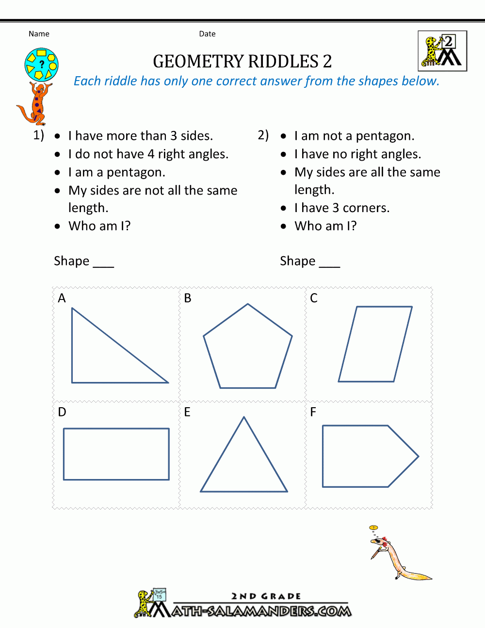 Free Printable Grade 2 Geometry Worksheets Free Printable Grade 2 Geometry Worksheets