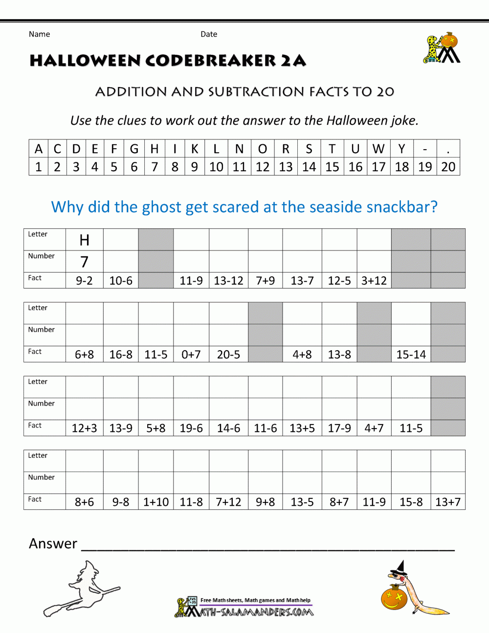 Halloween Worksheets 5th Grade Free Printable