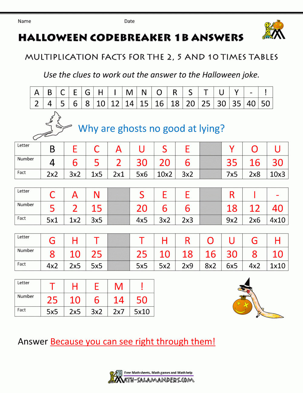 Halloween 4th Grade Worksheets Free Printable