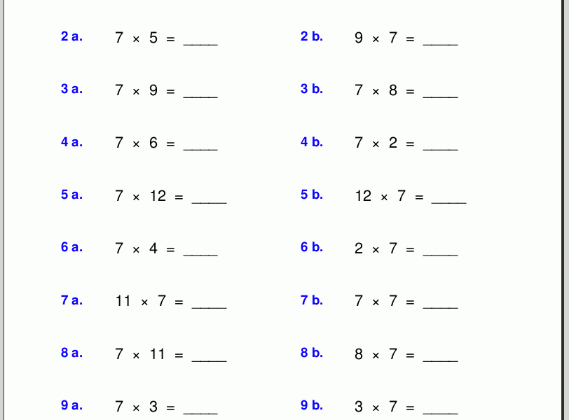 Free Math Worksheets