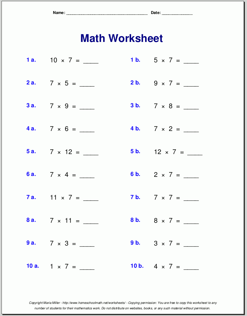 Seventh Grade Worksheets Printable Free