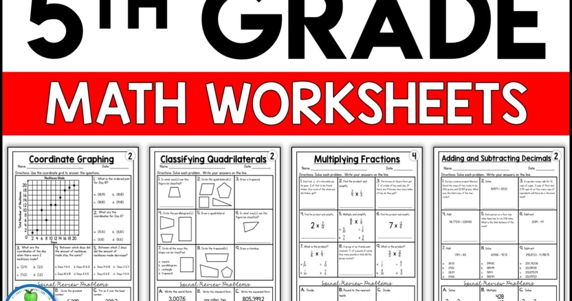 Free Printable 5th Grade Common Core Math Worksheets Appletastic