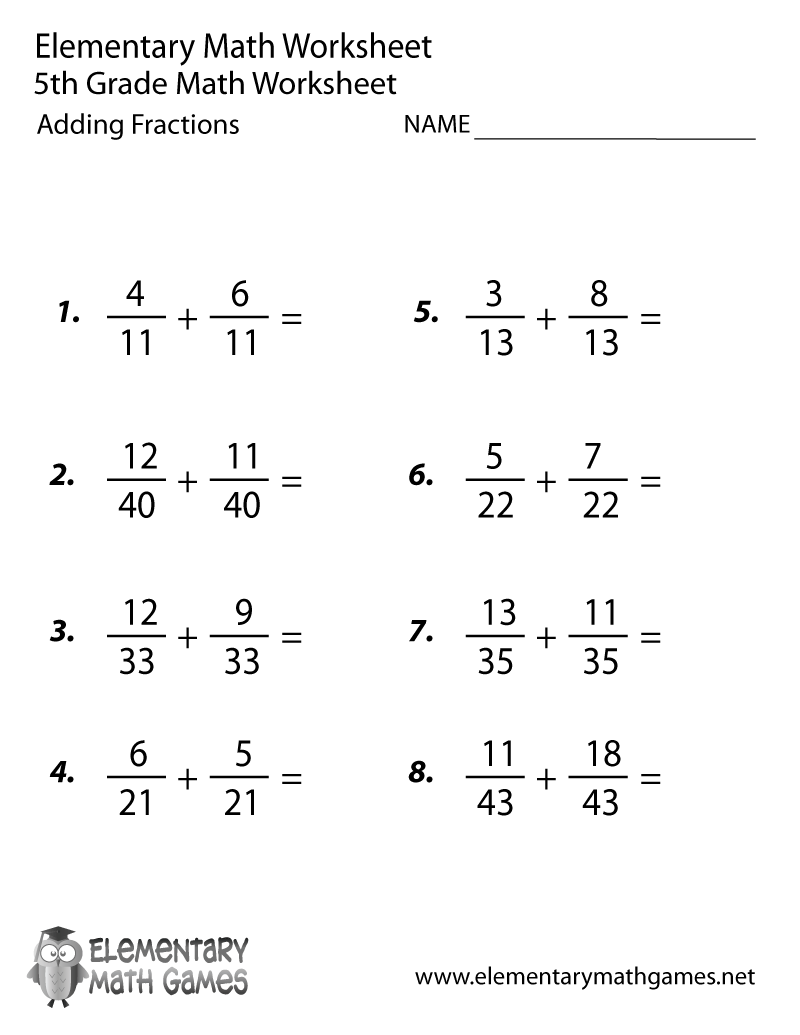 Free Printable Adding Fractions Worksheet For Fifth Grade Free Printable Adding Fractions Worksheet For Fifth Grade