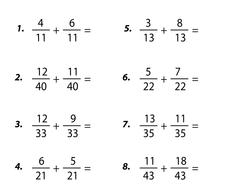 Free Printable Adding Fractions Worksheet For Fifth Grade