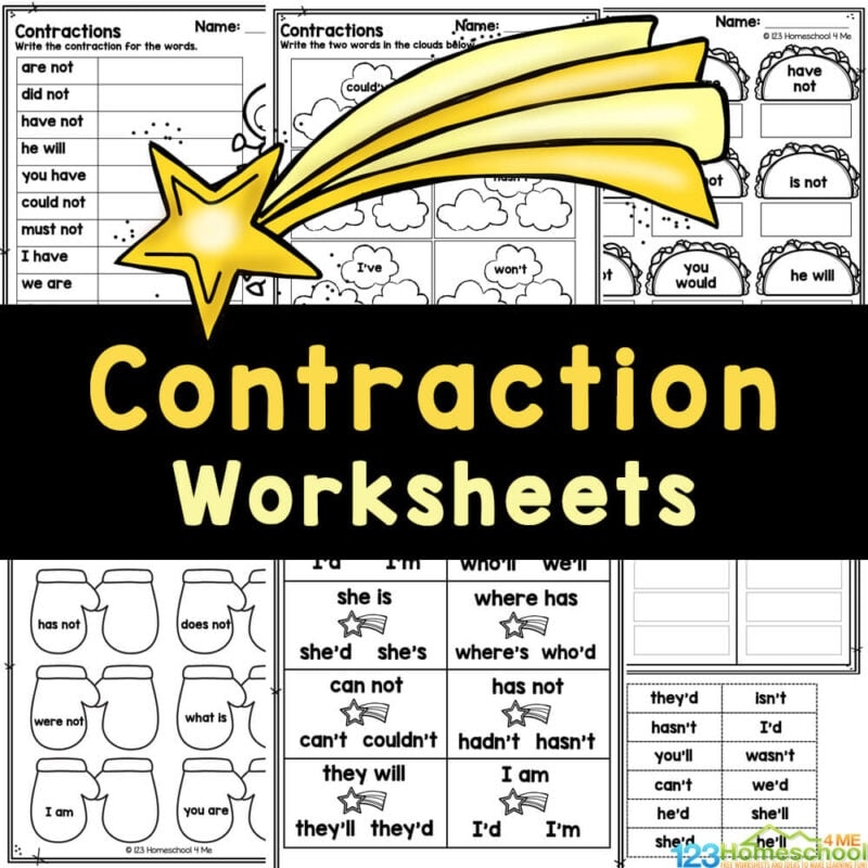 FREE Printable Contraction Practice Worksheets