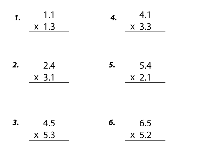Free Printable Decimals Multiplication Worksheet For Fifth Grade