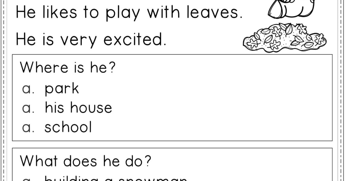 Free Printable First Grade Reading Comprehension Worksheets K5