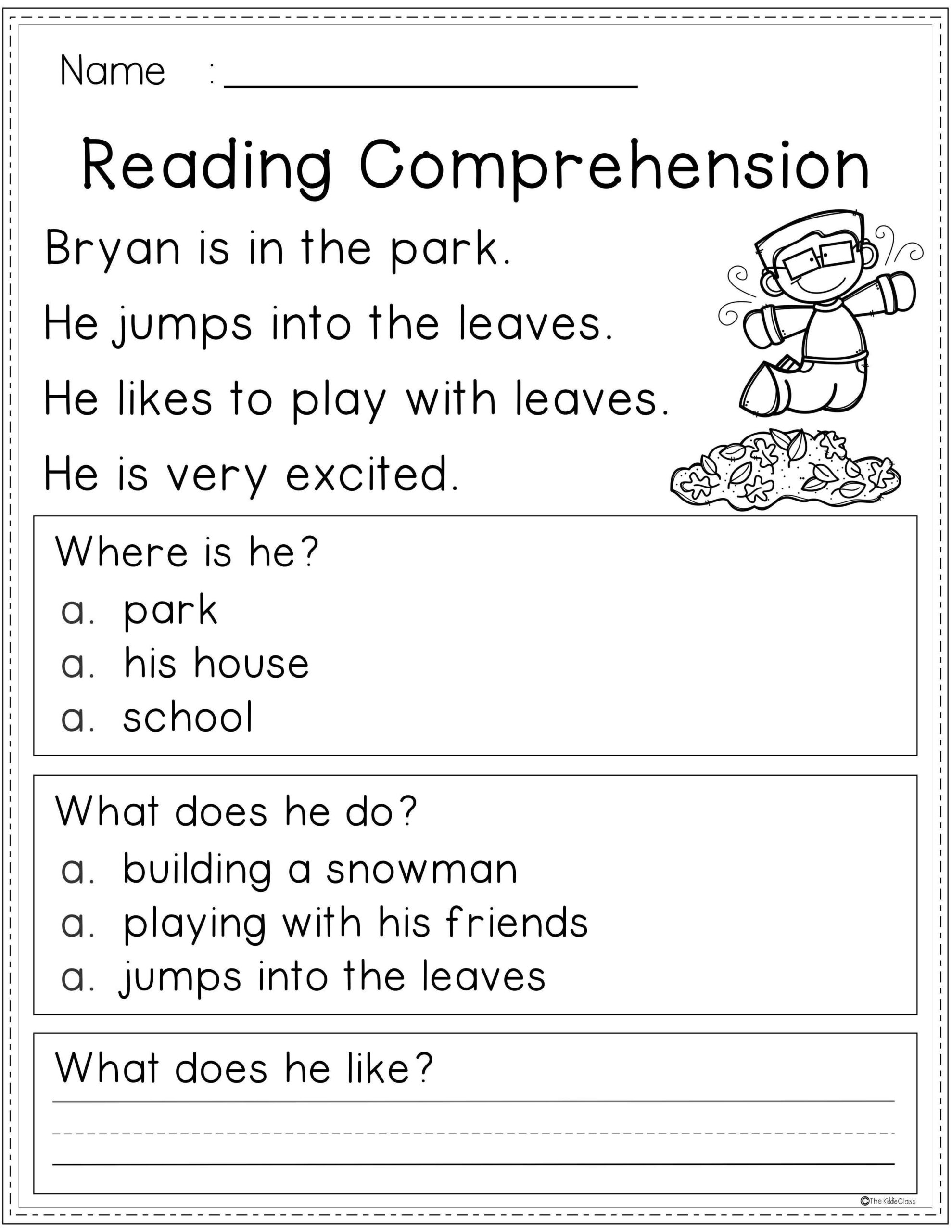 Free Printable First Grade Reading Comprehension Worksheets K5 