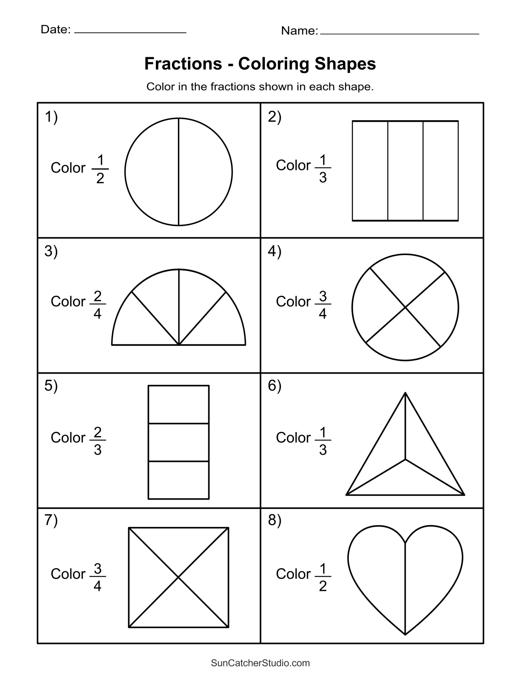 Free Printable Fractions Worksheets Grade 4