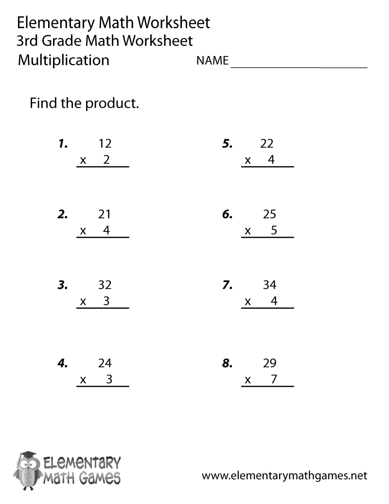 Multiplication Worksheets Grade 3 Printable Free