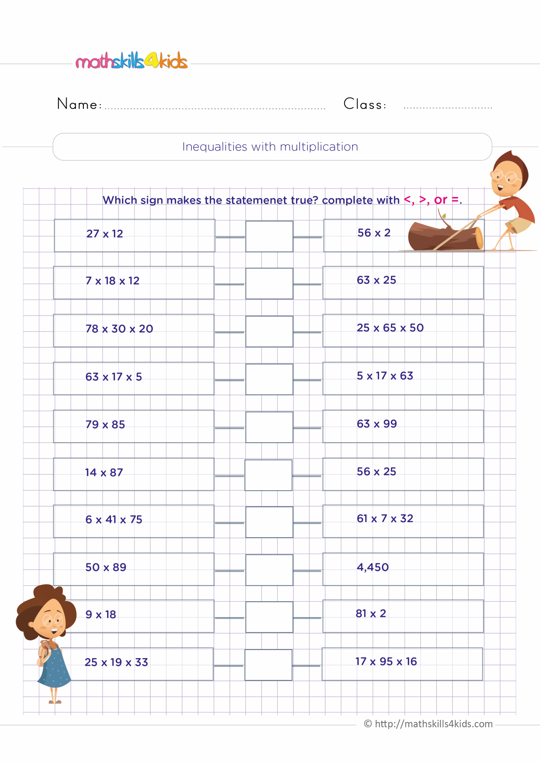Free Printable Multiplication Worksheets For 4th Graders Practice 