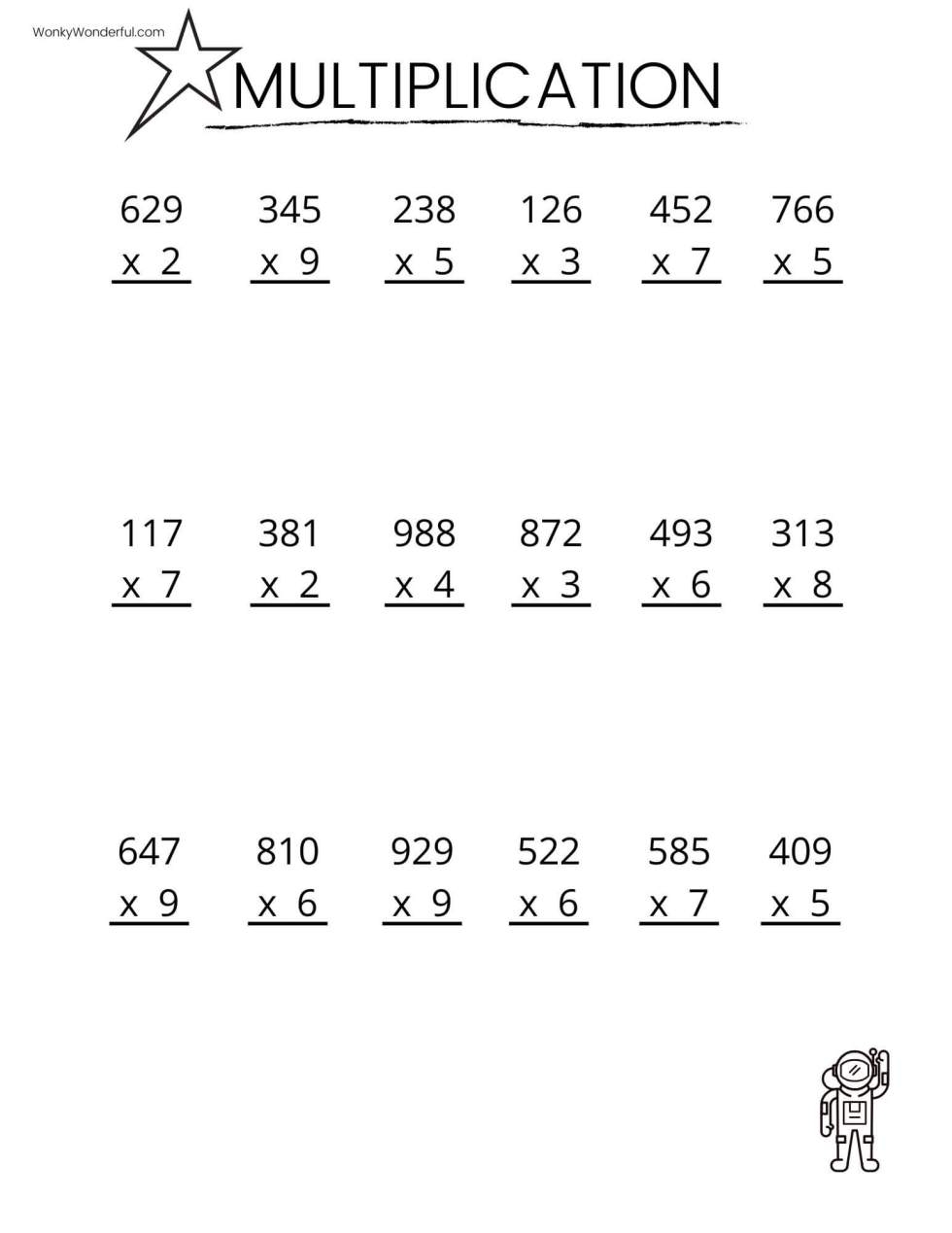 FREE PRINTABLE MULTIPLICATION WORKSHEETS WonkyWonderful Worksheets Library