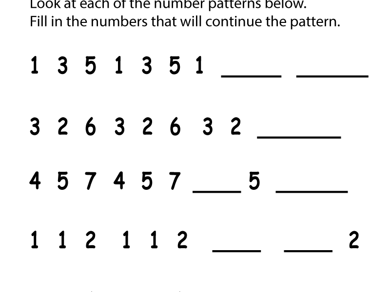 Free Printable Number Patterns Worksheet For Second Grade