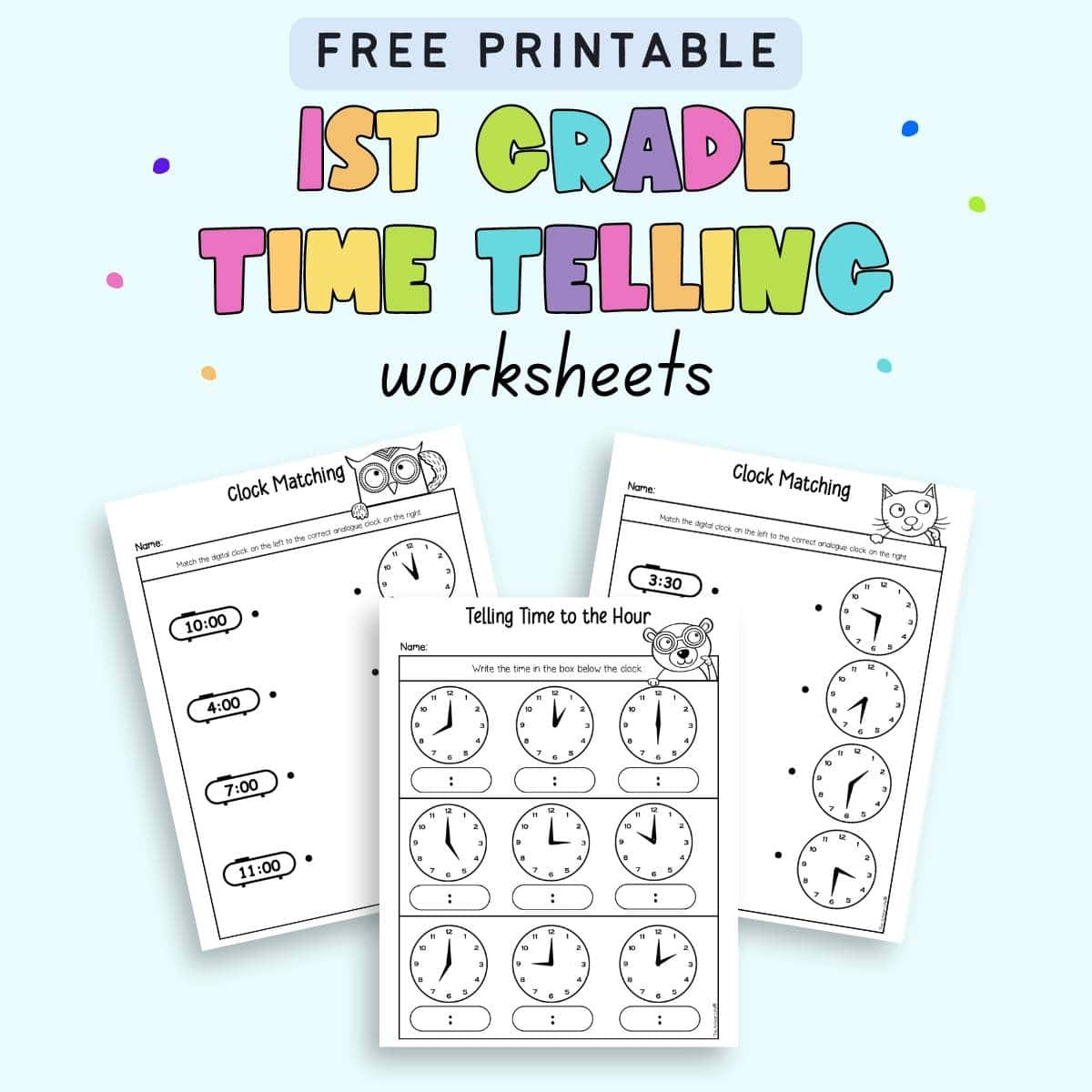 Free Telling Time First Grade Worksheets The Artisan Life