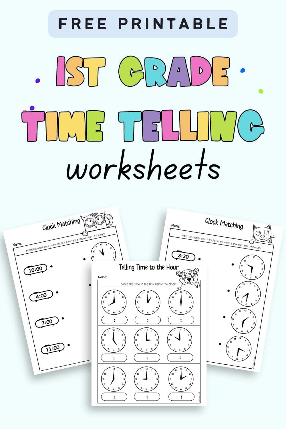 Free Telling Time First Grade Worksheets The Artisan Life