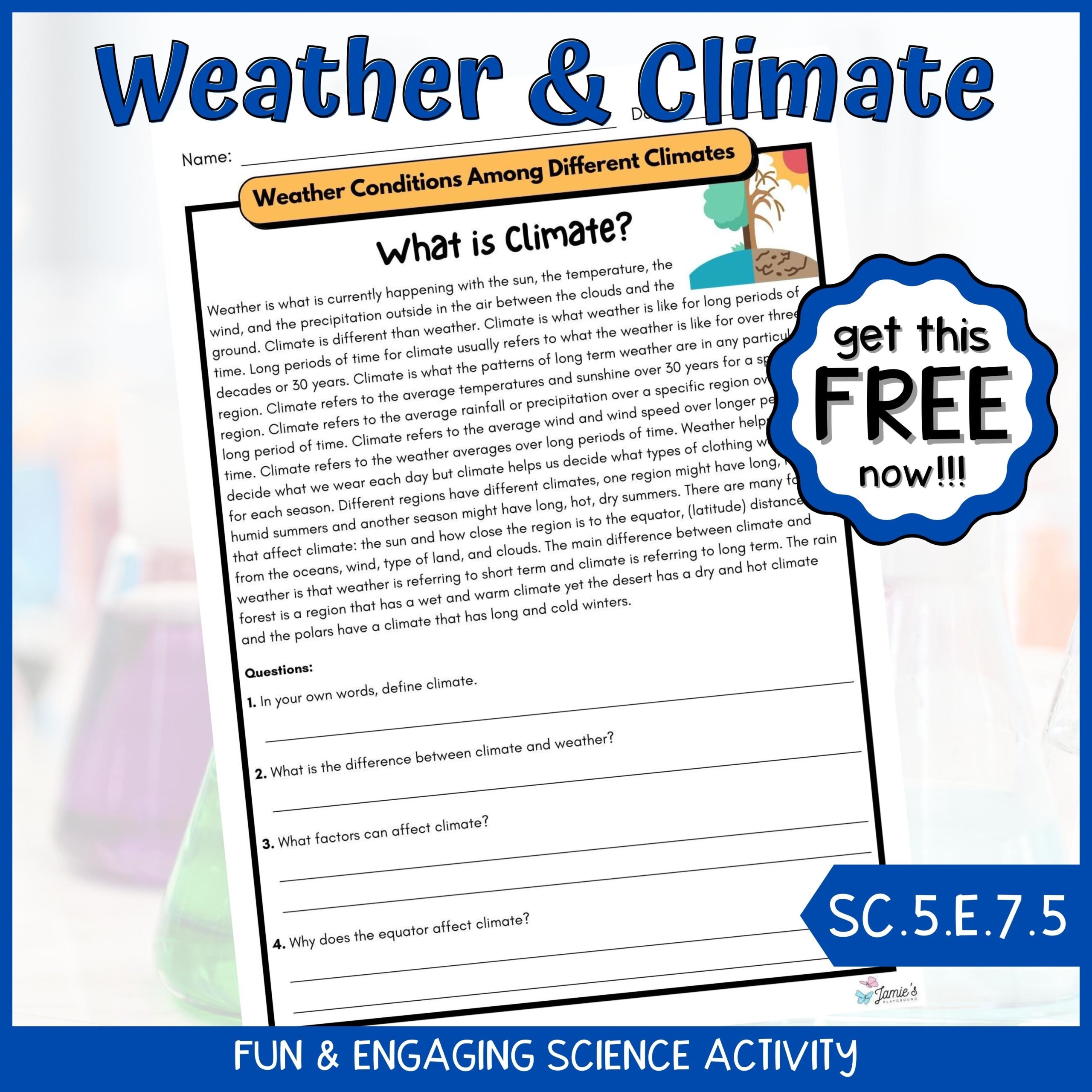 FREE Weather And Climate Reading Passage Activity Classful