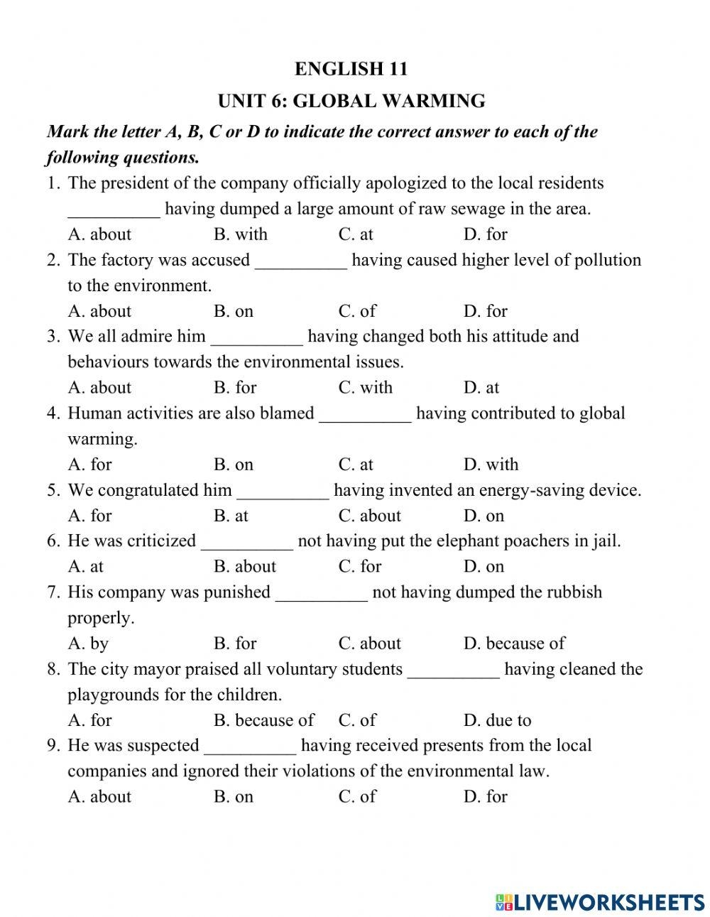 Grade 11 English Worksheet 01 Moratu Maha Vidyalaya 