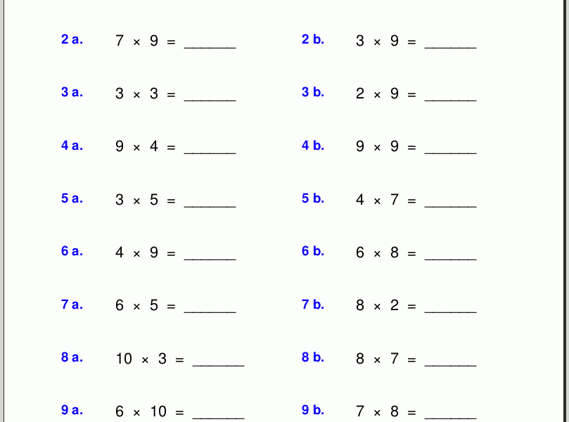 Grade 4 Multiplication Worksheets