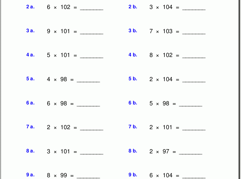 Grade 5 Multiplication Worksheets