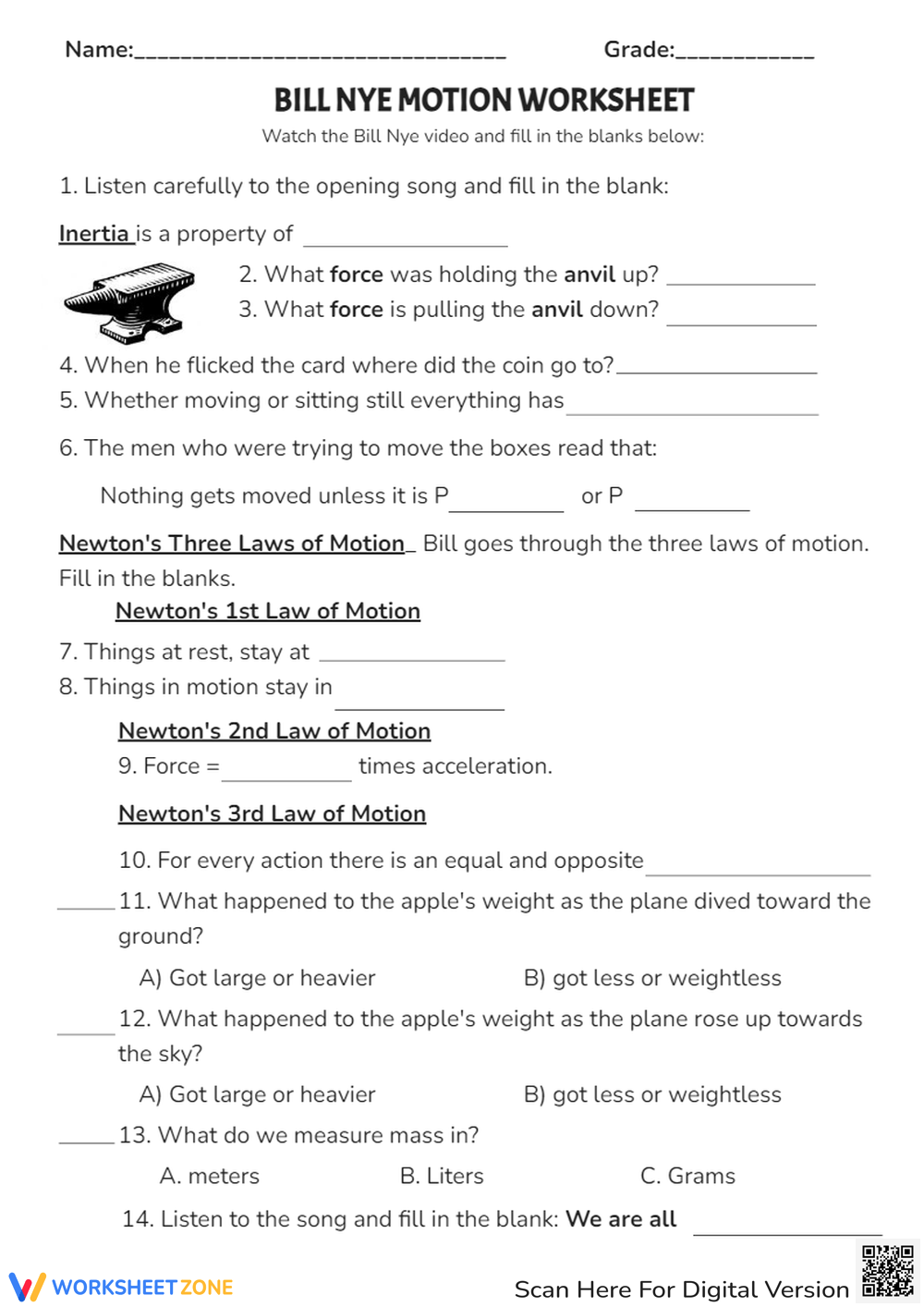 Grade 7 7th Grade Science Worksheets 2025