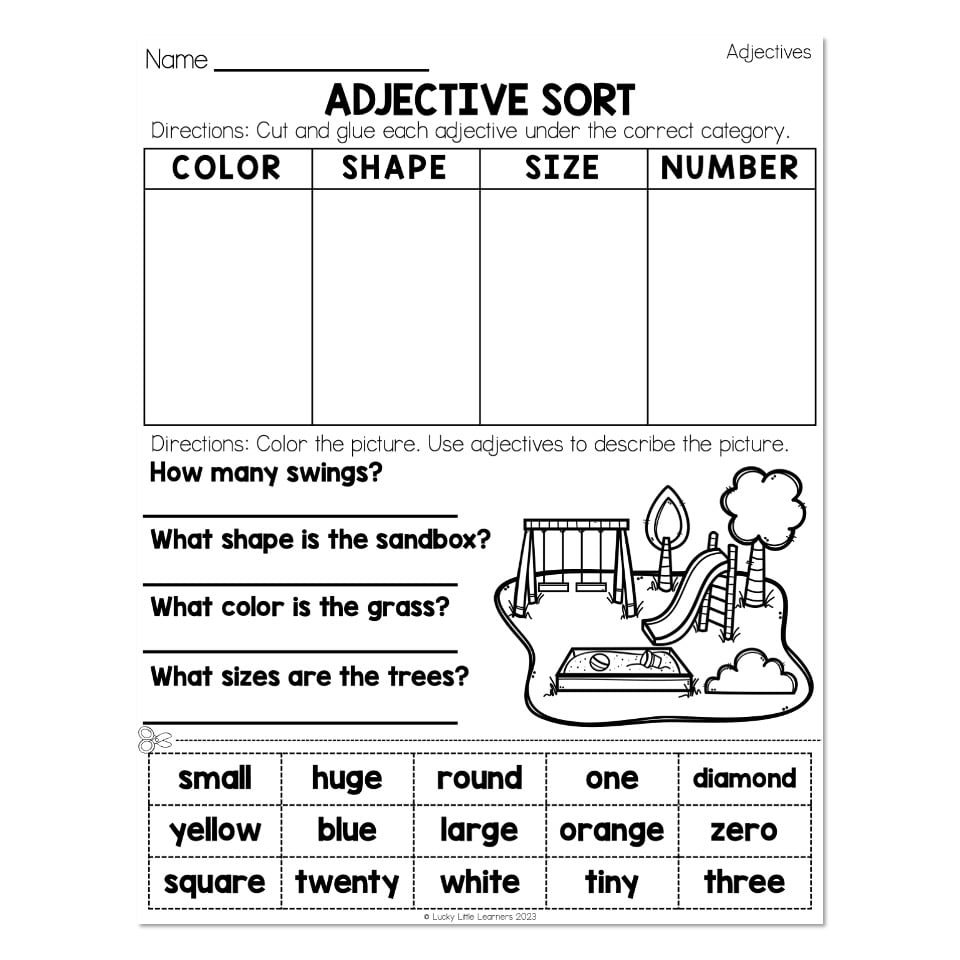 Grammar Worksheets Adjectives Adjective Sort Lucky Little Worksheets Library Grammar Worksheets Adjectives Adjective Sort Lucky Little Worksheets Library