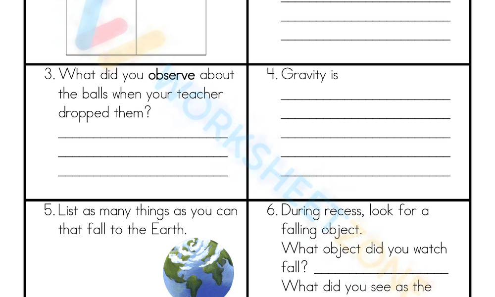 Gravity And Friction Worksheets K5 Learning Worksheets Library