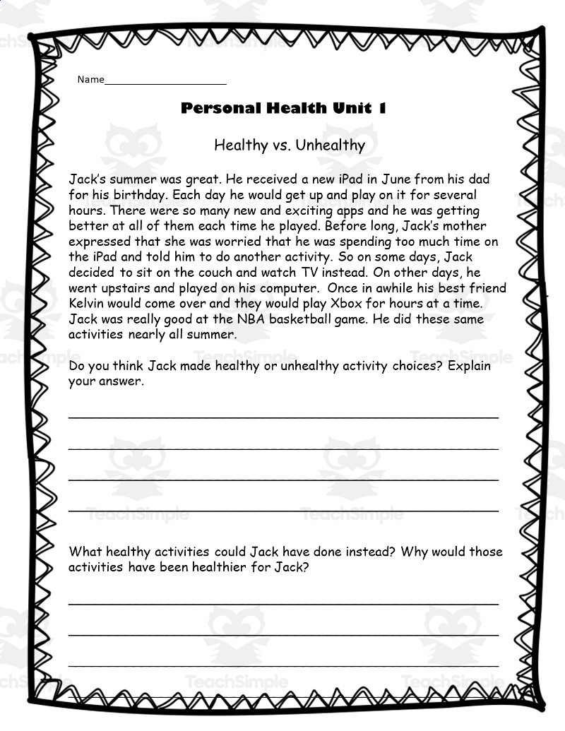 Health 3rd Grade Unit 1 Personal Health