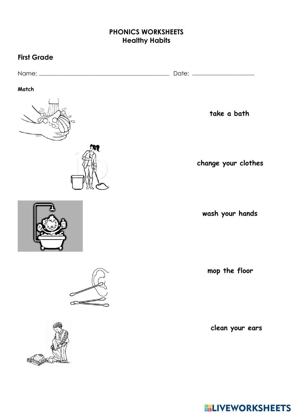 Healthy Habits Worksheet For First Grade Live Worksheets 