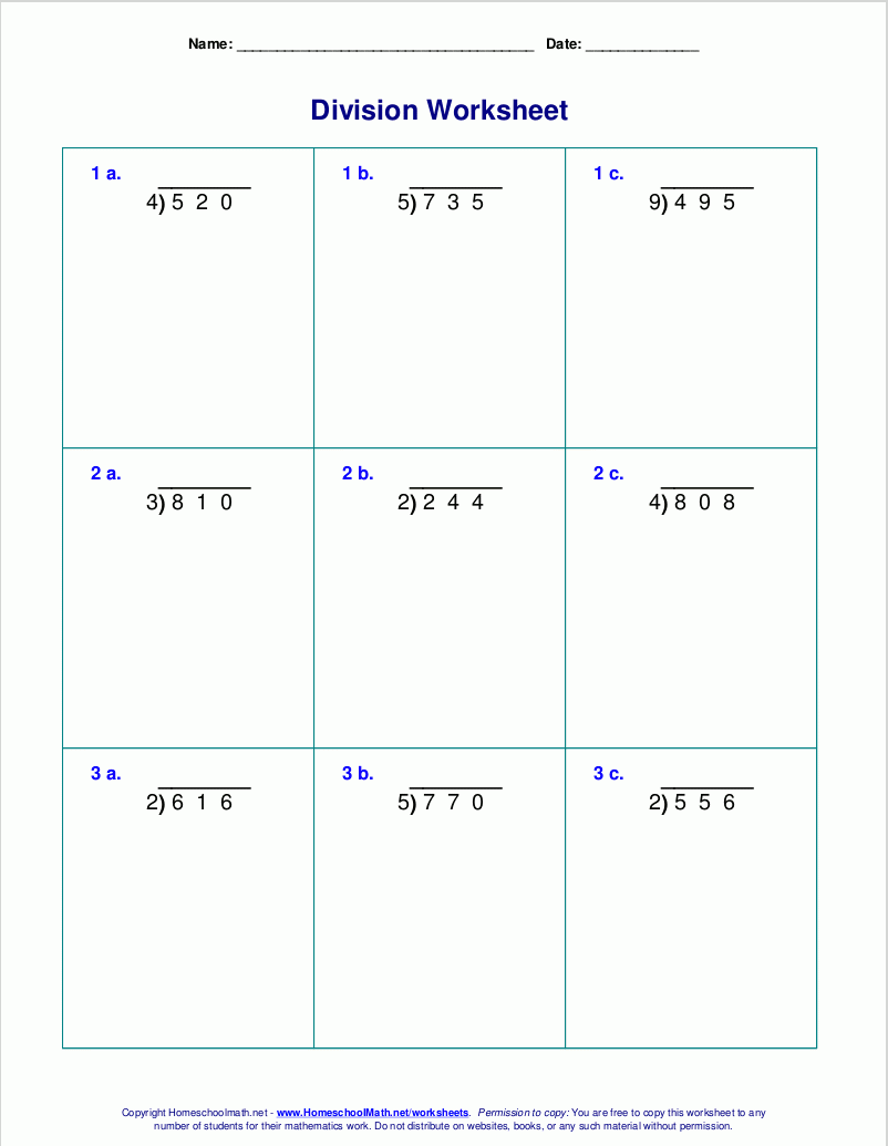 Division Worksheets Grade 4 Free Printable