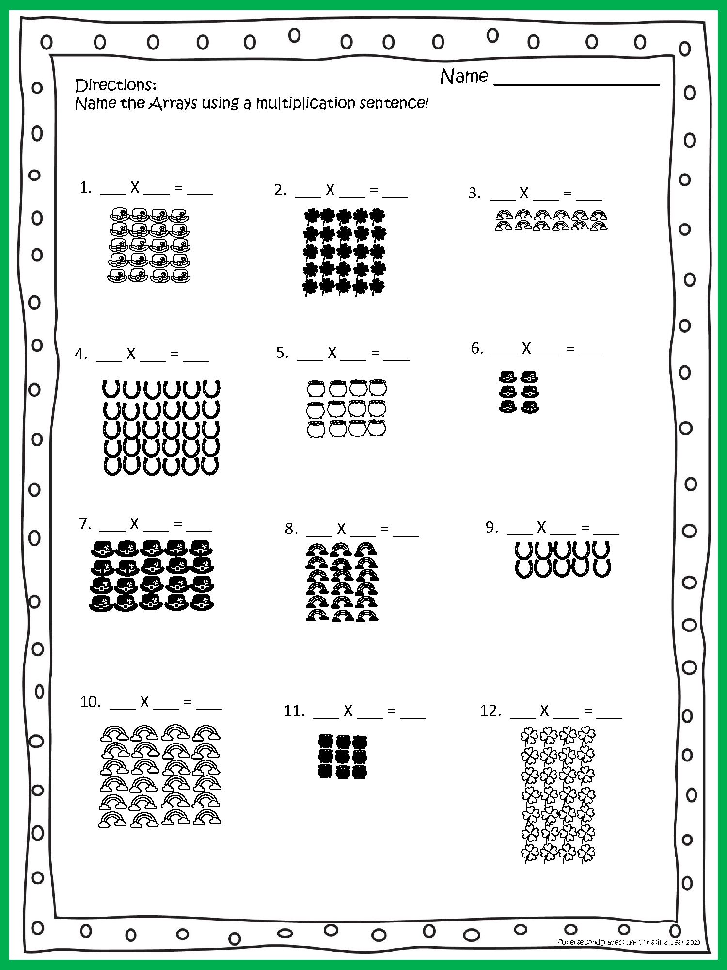 Lucky Arrays 2nd And 3rd Grade Multiplication Practice Lucky Arrays 2nd And 3rd Grade Multiplication Practice