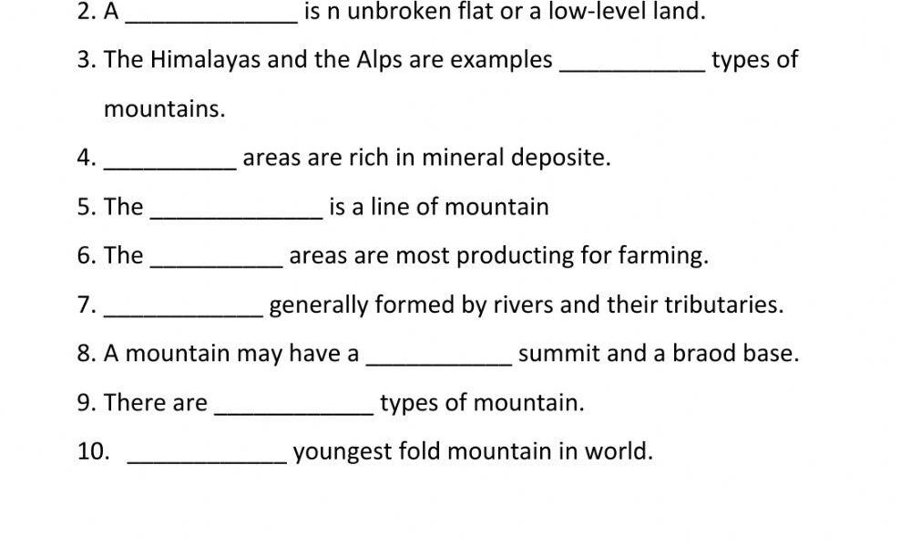 Major Landforms Of Earth Worksheet Live Worksheets Worksheets Library
