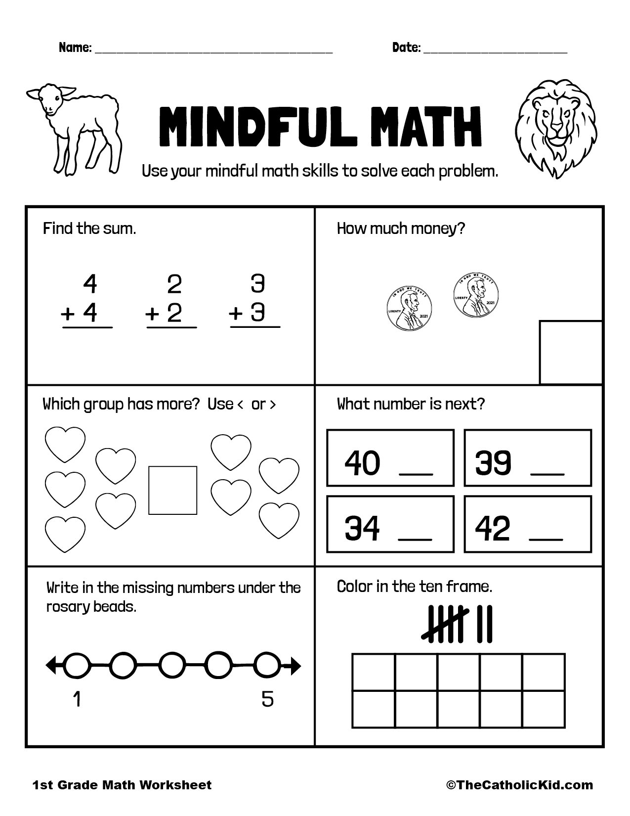 First Grade Math Free Printable Worksheets