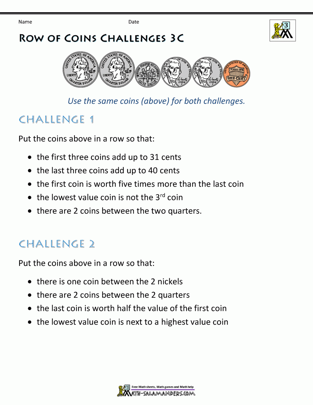 Money Worksheets 3rd Grade Money Challenges Money Worksheets 3rd Grade Money Challenges