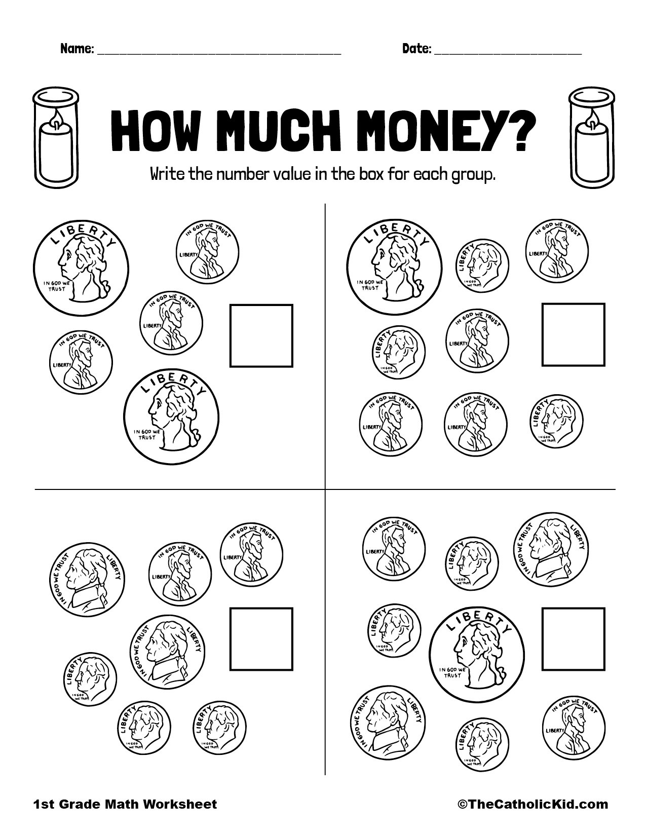 Money Worksheets TheCatholicKid