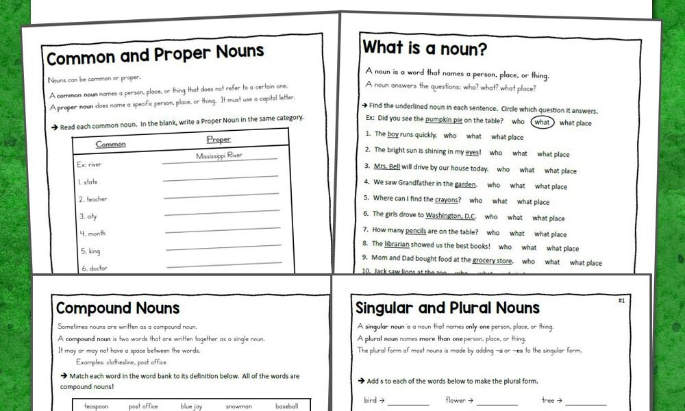 Noun Worksheets For 3rd And 4th Grades Mamas Learning Corner
