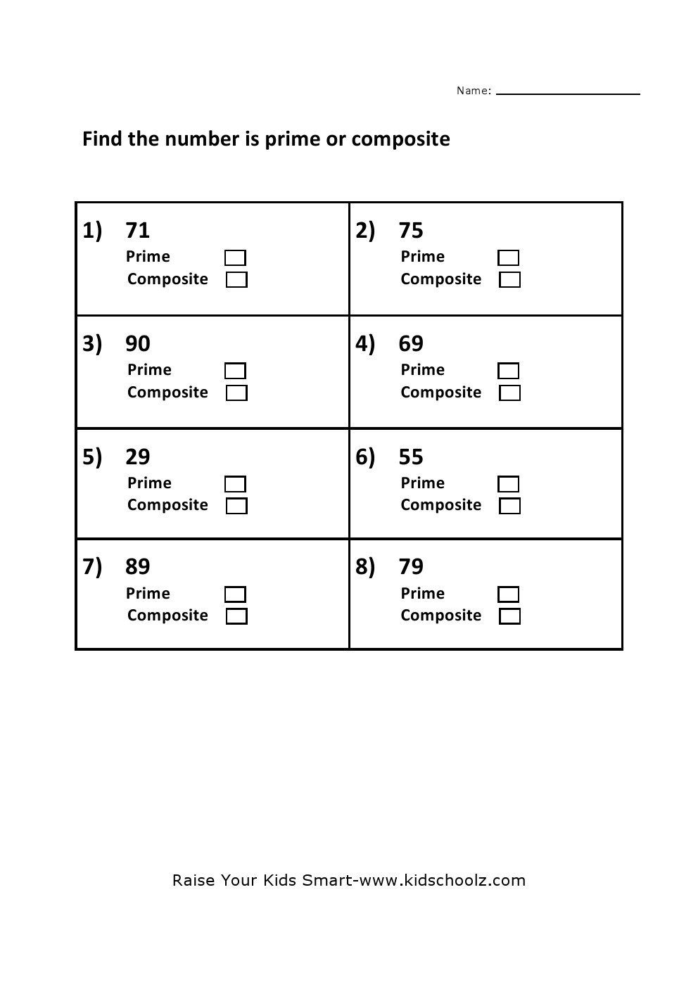 Prime And Composite Numbers Worksheet 3 Kidschoolz Worksheets Library