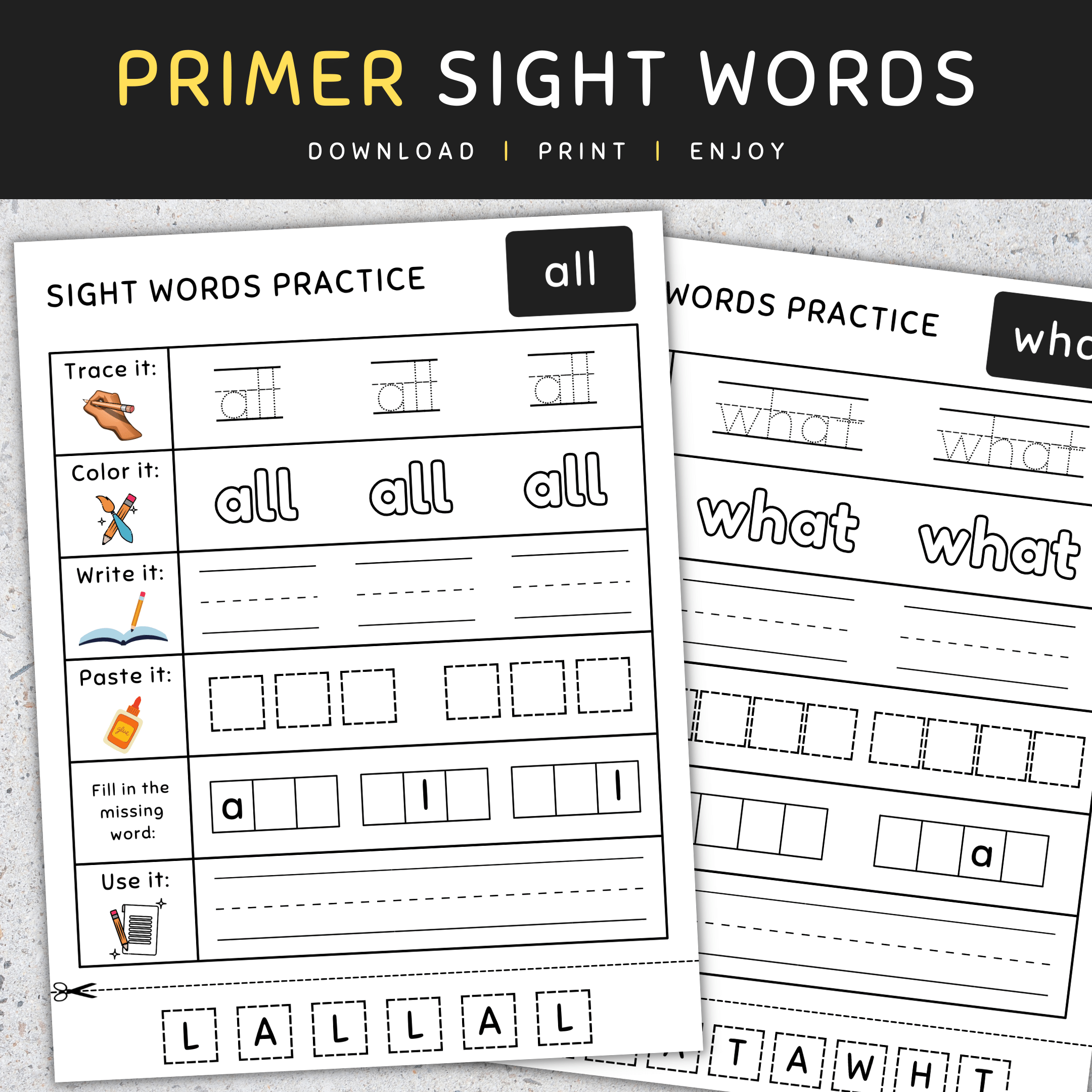 Primer Sight Words Kindergarten Sight Words Worksheets SET 2 Made By Teachers