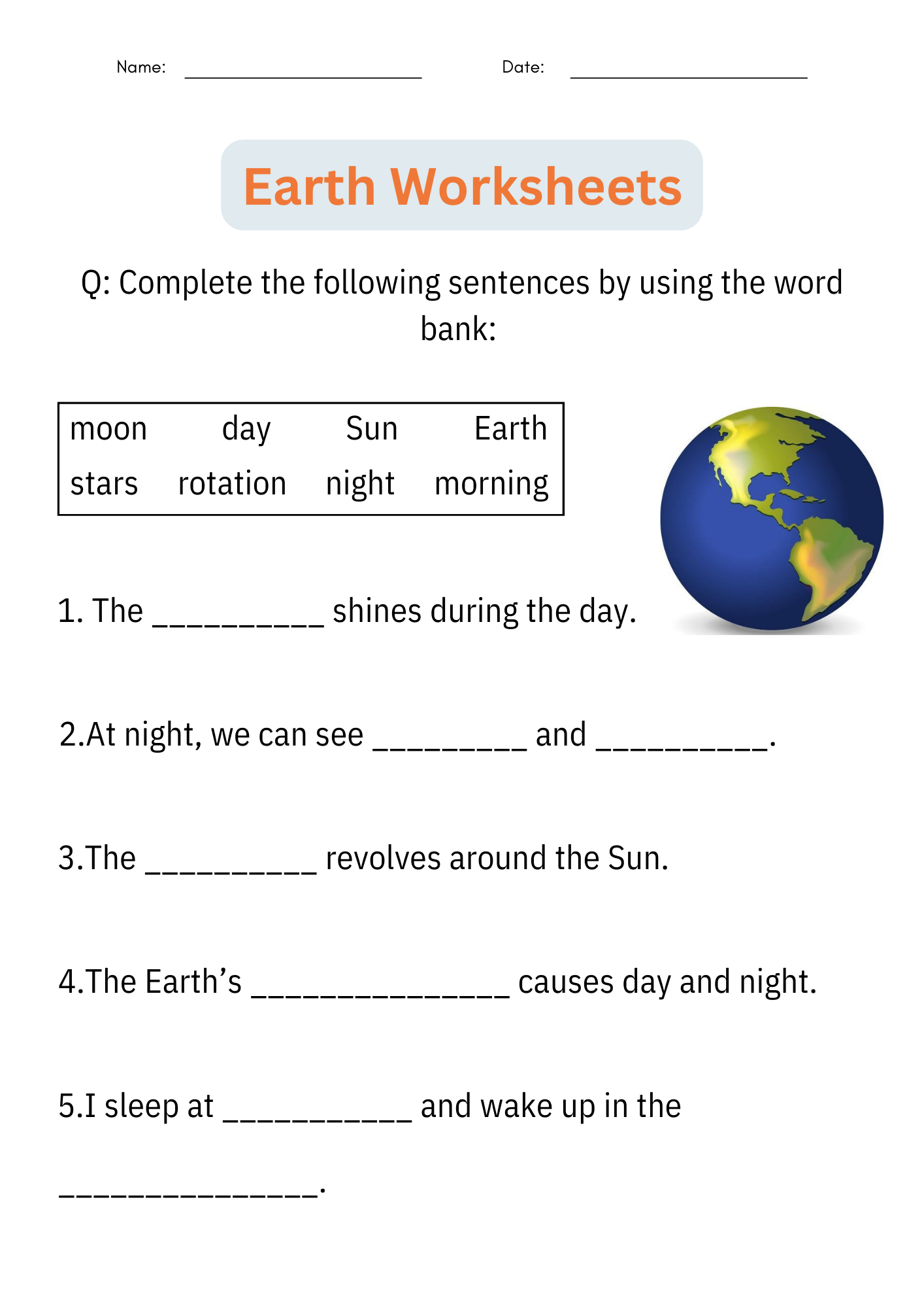 1st Grade Free Printable Science Worksheets