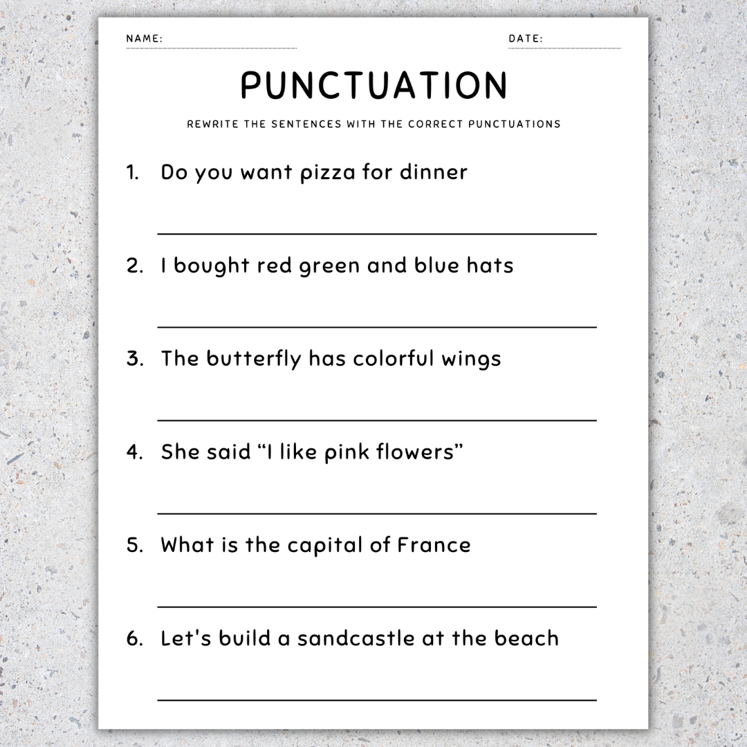 Punctuation Worksheets Fix The Sentences Grammar Practice 2nd Punctuation Worksheets Fix The Sentences Grammar Practice 2nd