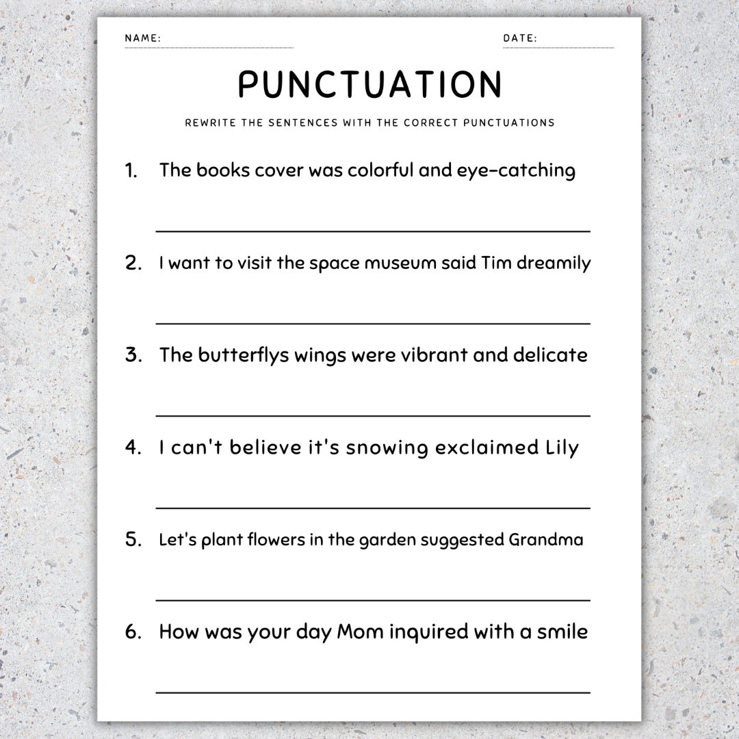 Punctuation Worksheets Fix The Sentences Grammar Practice 3rd Punctuation Worksheets Fix The Sentences Grammar Practice 3rd