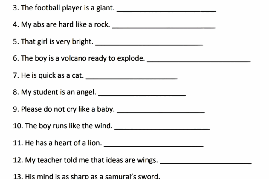 Simile And Metaphor Worksheets WorksheetsGO