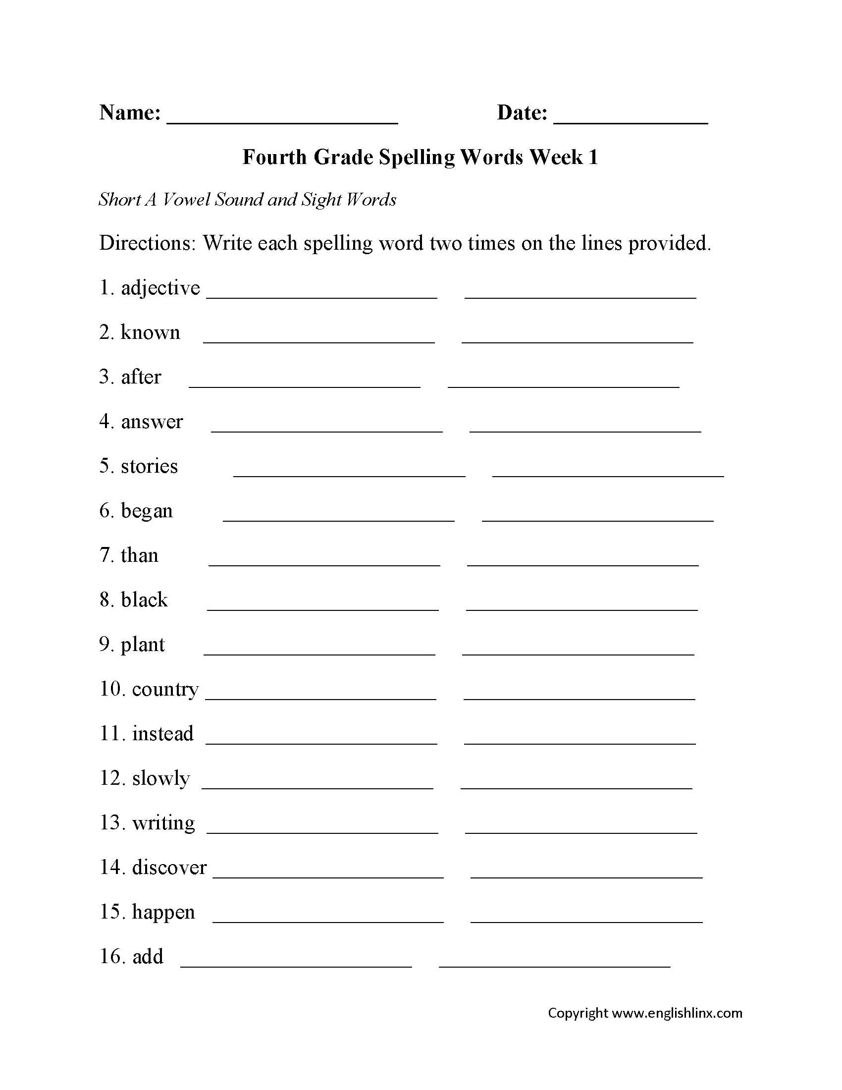 Free Printable 8th Grade Spelling Worksheets
