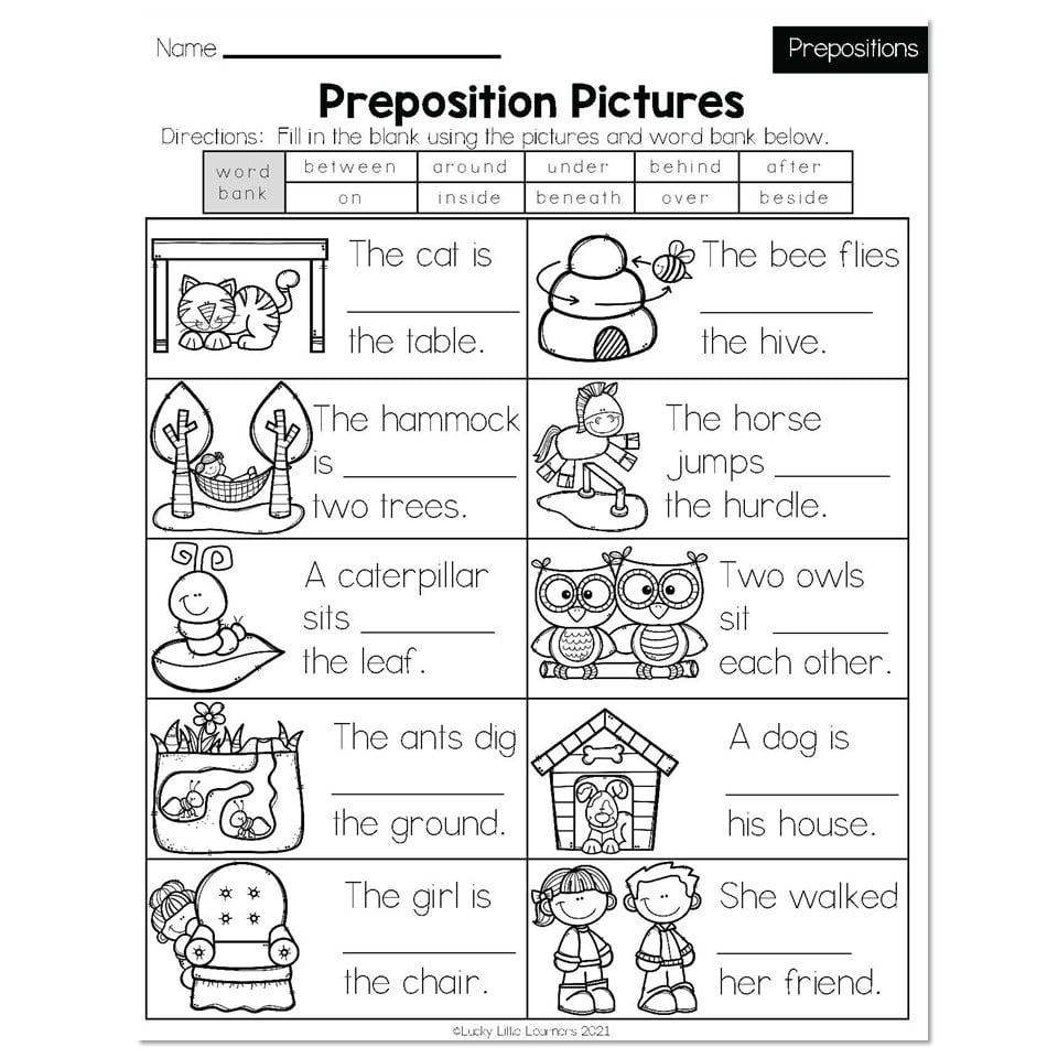 Spring Early Finishers 2nd Grade ELA Prepositions 